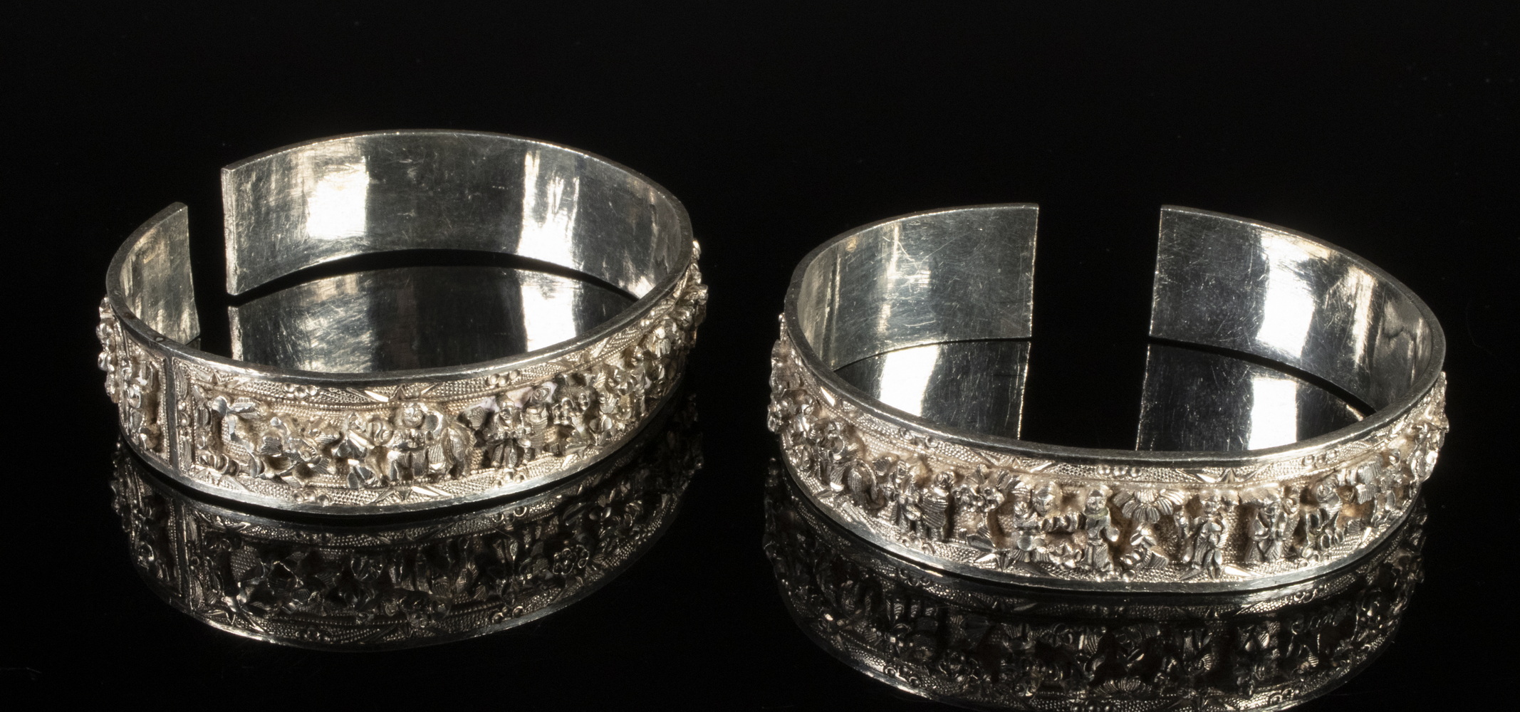 PR CHINESE SILVER CUFF BRACELETS