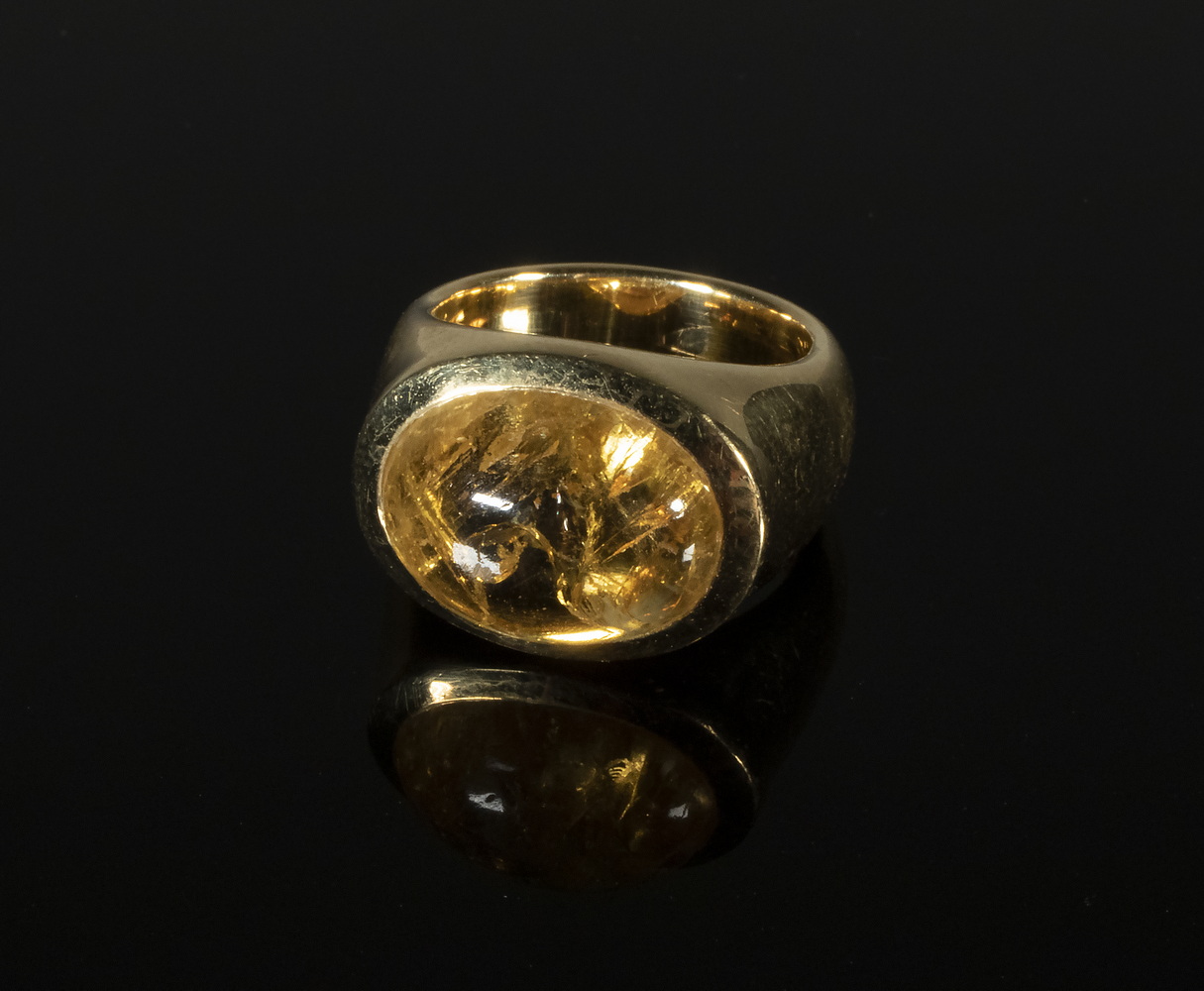 LADIES GOLD CITRINE RING 18K 2b212c