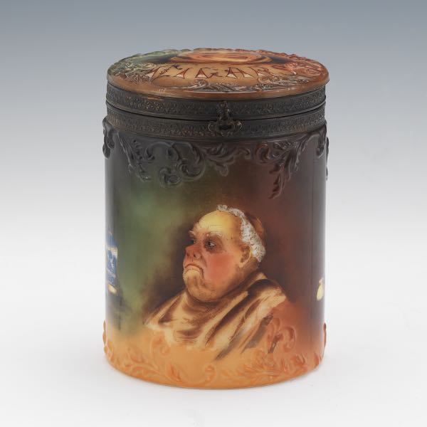 HANDEL PAINTED GLASS MONK HUMIDOR 2b217f