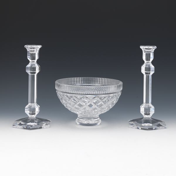 WATERFORD CRYSTAL BOWL AND PAIR