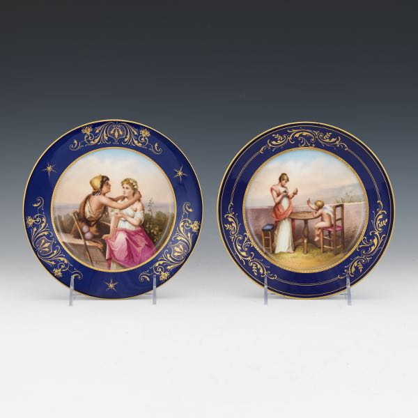 TWO GERMAN HAND PAINTED PORCELAIN