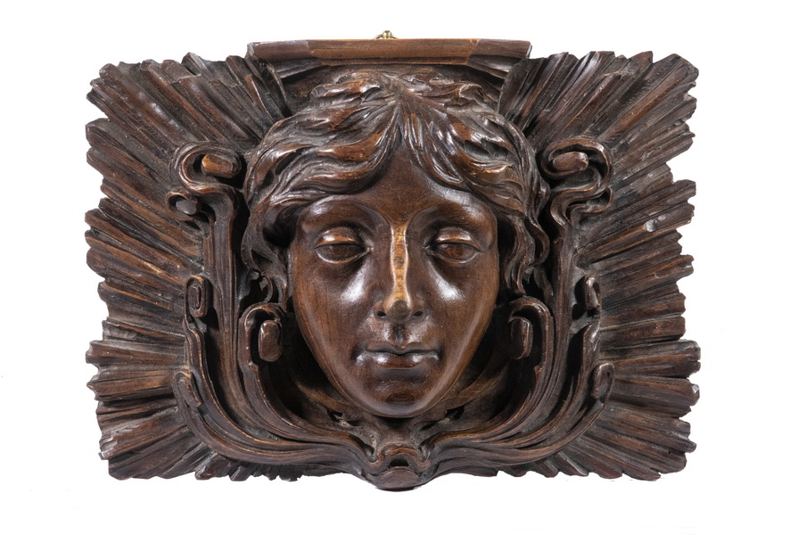 BELLE EPOCH CARVED PORTRAIT PANEL OF