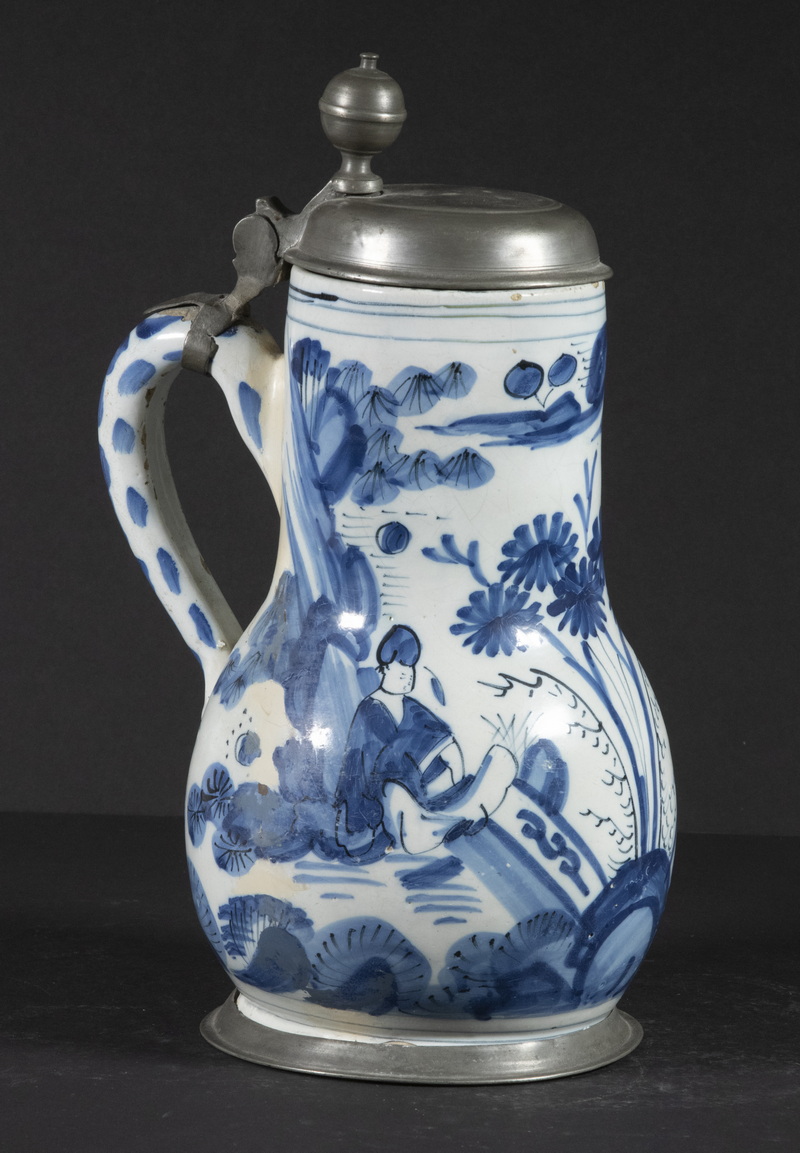 EARLY DELFT FLAGON 18th c. Pewter