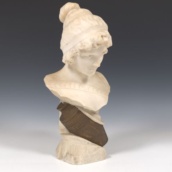 MARBLE BUST OF A YOUNG GIRL 23"