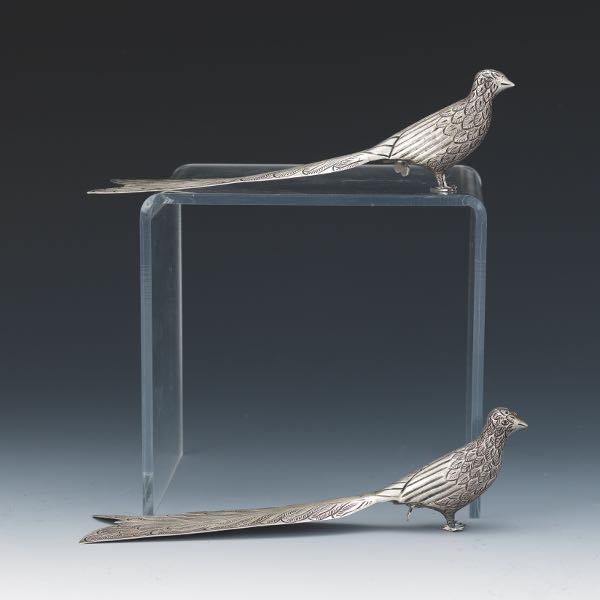 SILVER PEACOCK SALT AND PEPPER SHAKERS