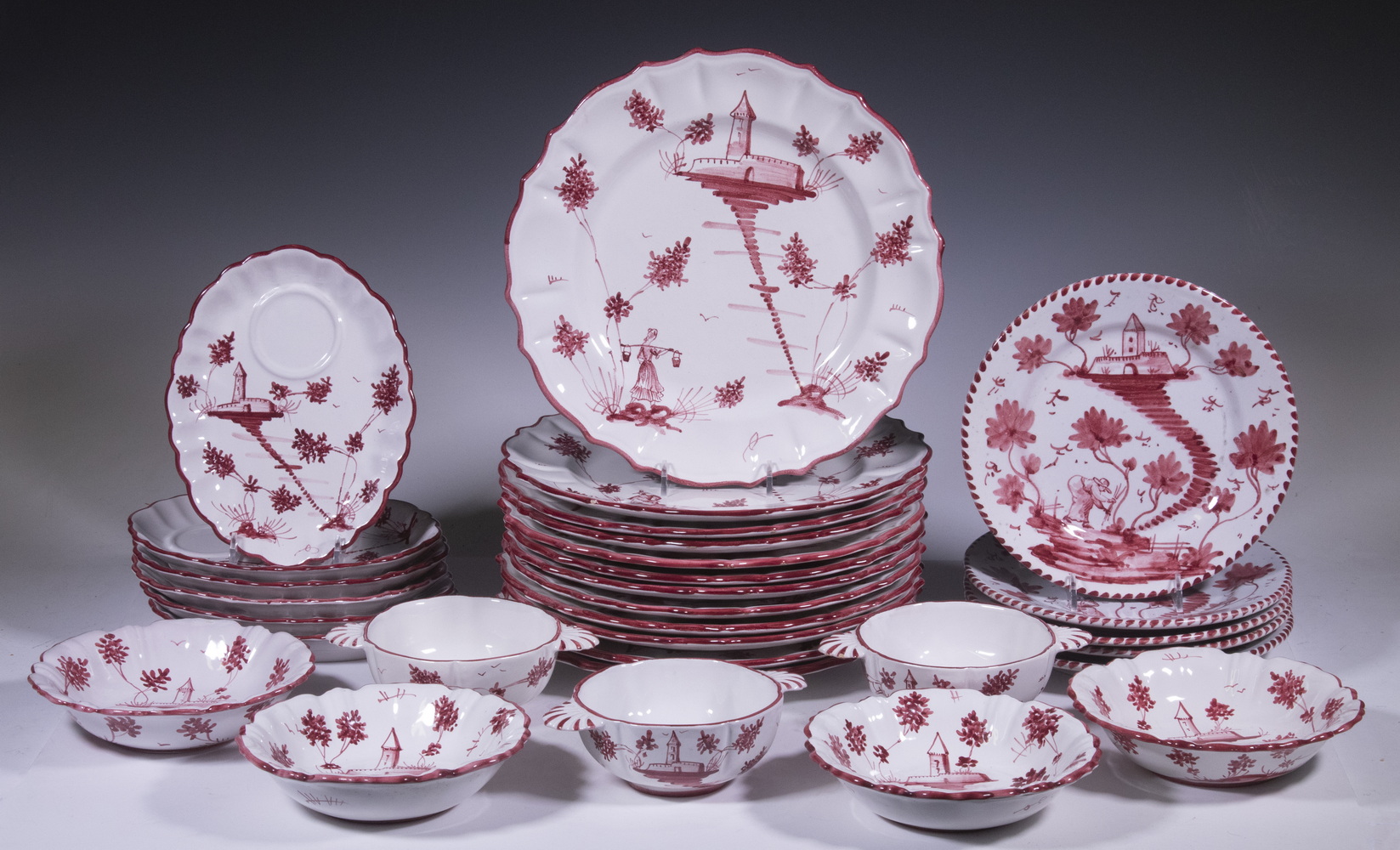 CANTAGALLI ITALY RED & WHITE POTTERY