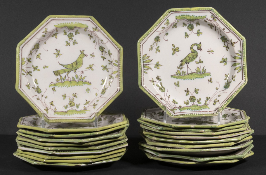  20 FRENCH FAIENCE OCTAGONAL PLATES 2b23c0