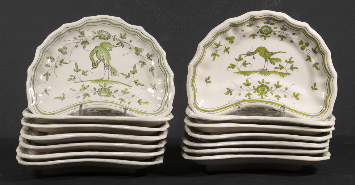 (14) FRENCH FAIENCE CRESCENT SHAPED