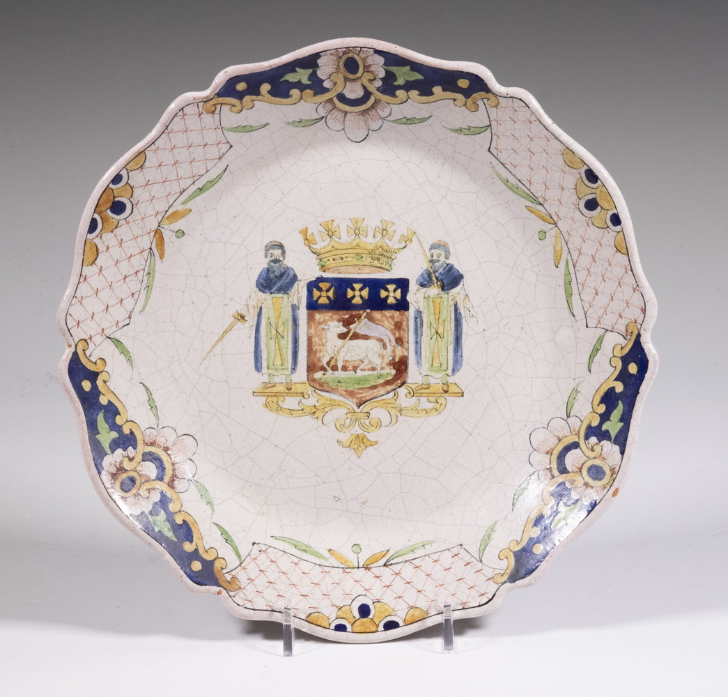 FRENCH FAIENCE ARMORIAL PLATE 19th