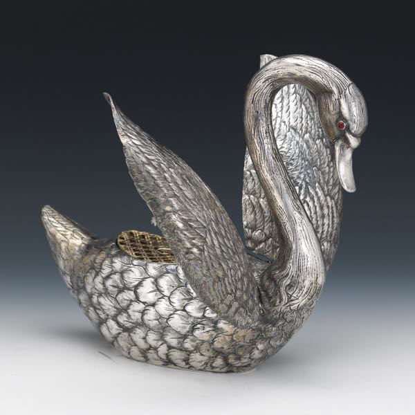 SILVER PLATE ARTICULATED SWAN CENTREPIECE 2b23d5