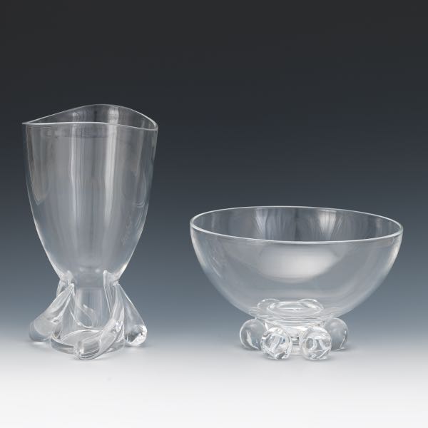 TWO STEUBEN LARGE CRYSTAL DISHES