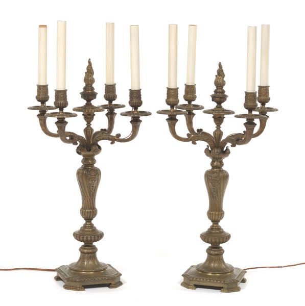 PAIR OF BRONZE EMPIRE STYLE ELECTRIFIED 2b244b