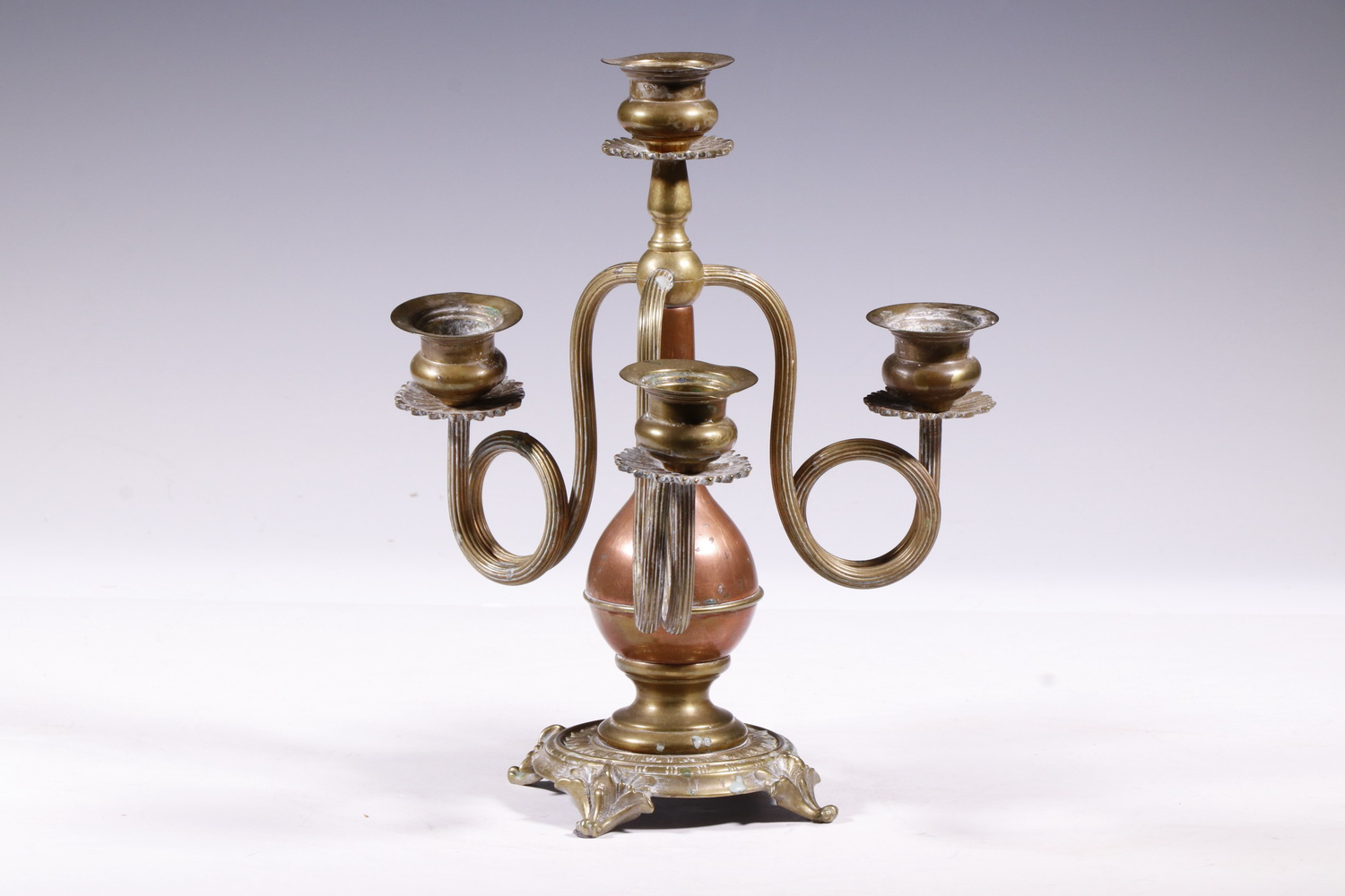 COPPER AND BRASS CANDELABRUM Late 2b2707