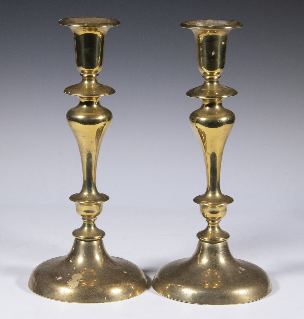 PAIR OF EARLY 19TH C. ENGLISH BRASS