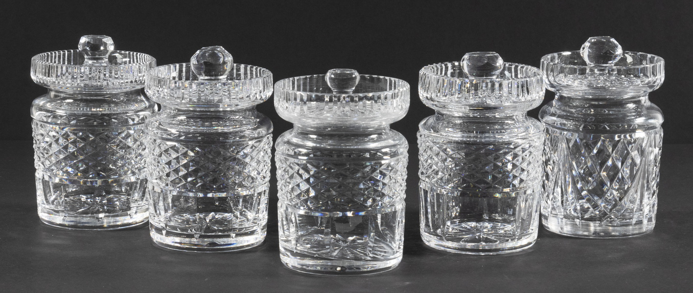 (5) WATERFORD CRYSTAL JAM JARS