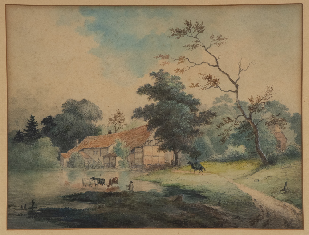 18TH C. ENGLISH WATERCOLOR LANDSCAPE