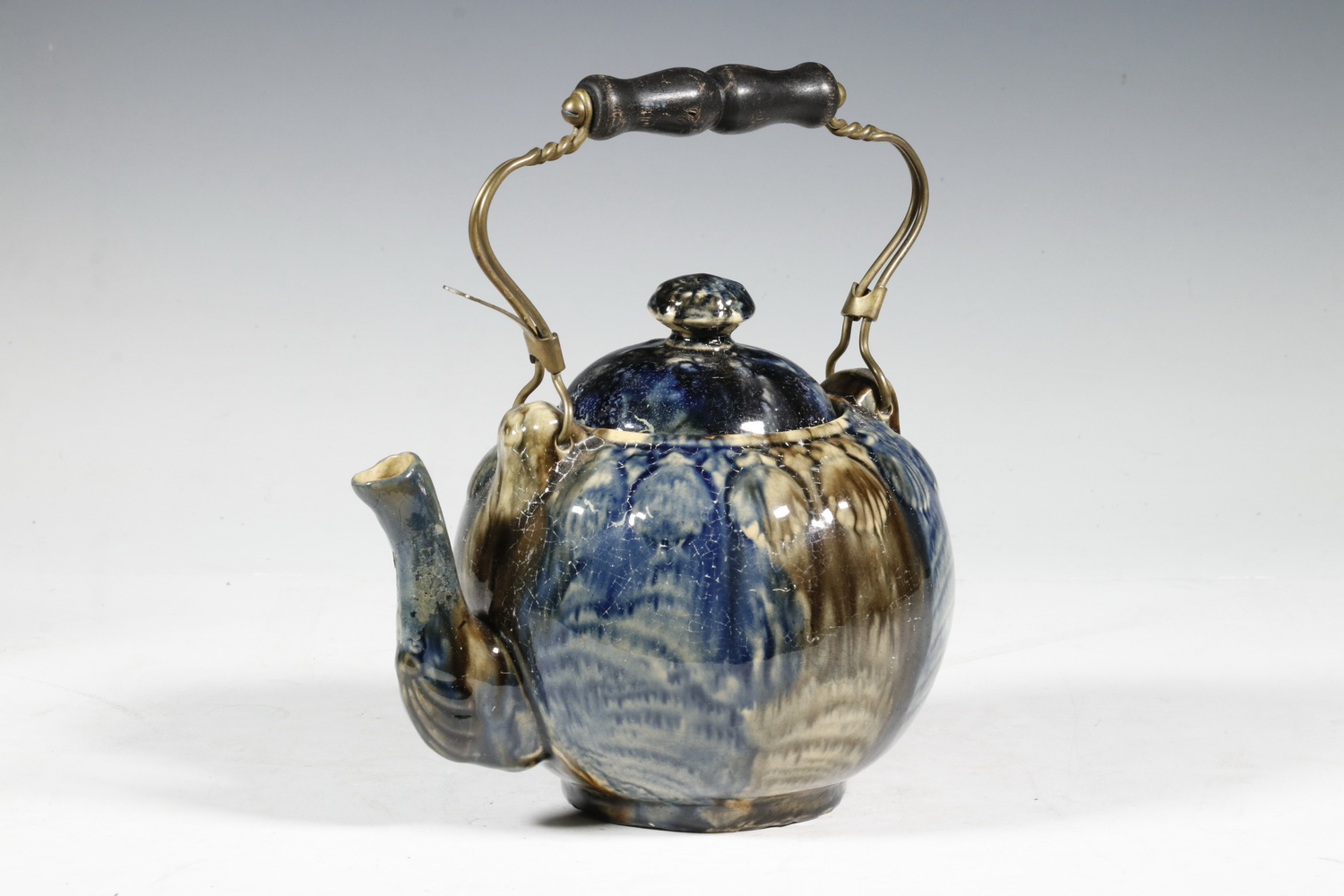 DRIP GLAZE POTTERY TEAPOT Late 19th