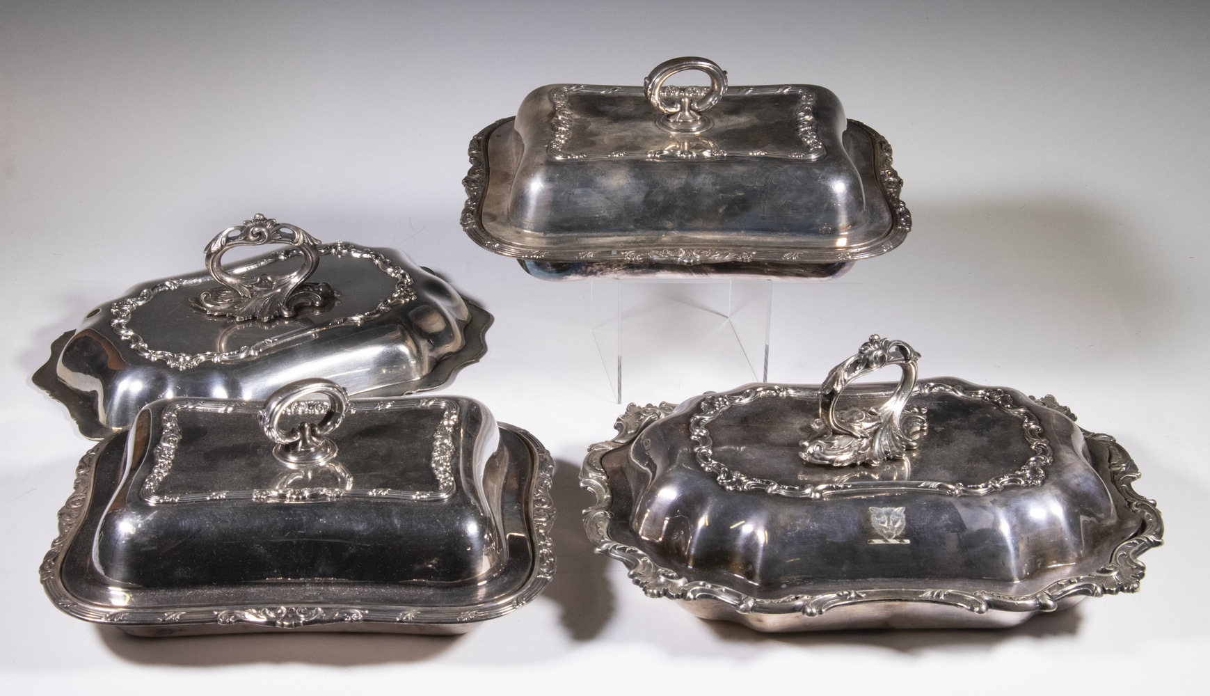 SILVER-PLATE LIDDED ENTREE DISHES