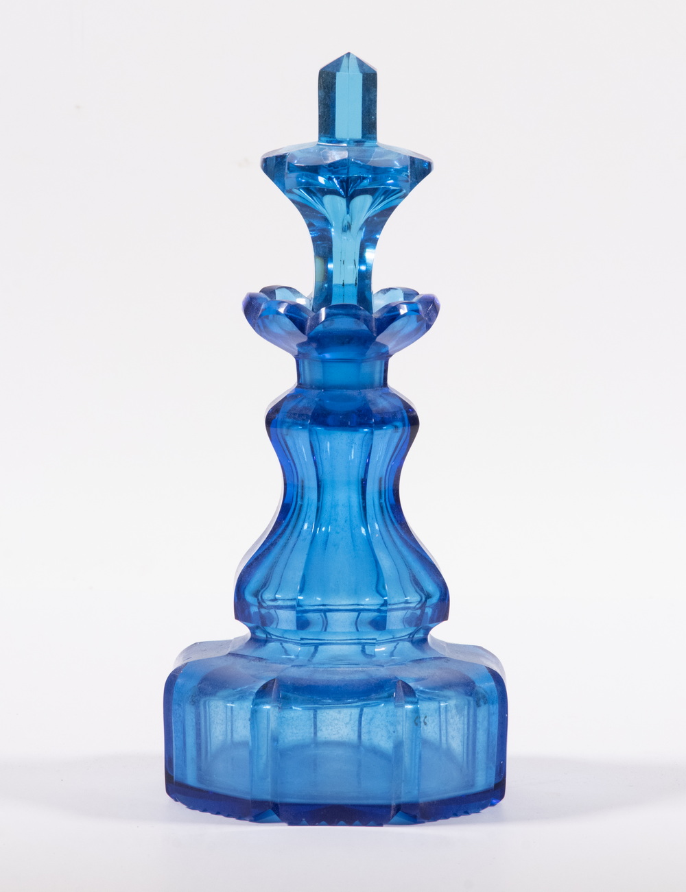 BLUE GLASS STOPPERED BOTTLE Victorian 2b2853