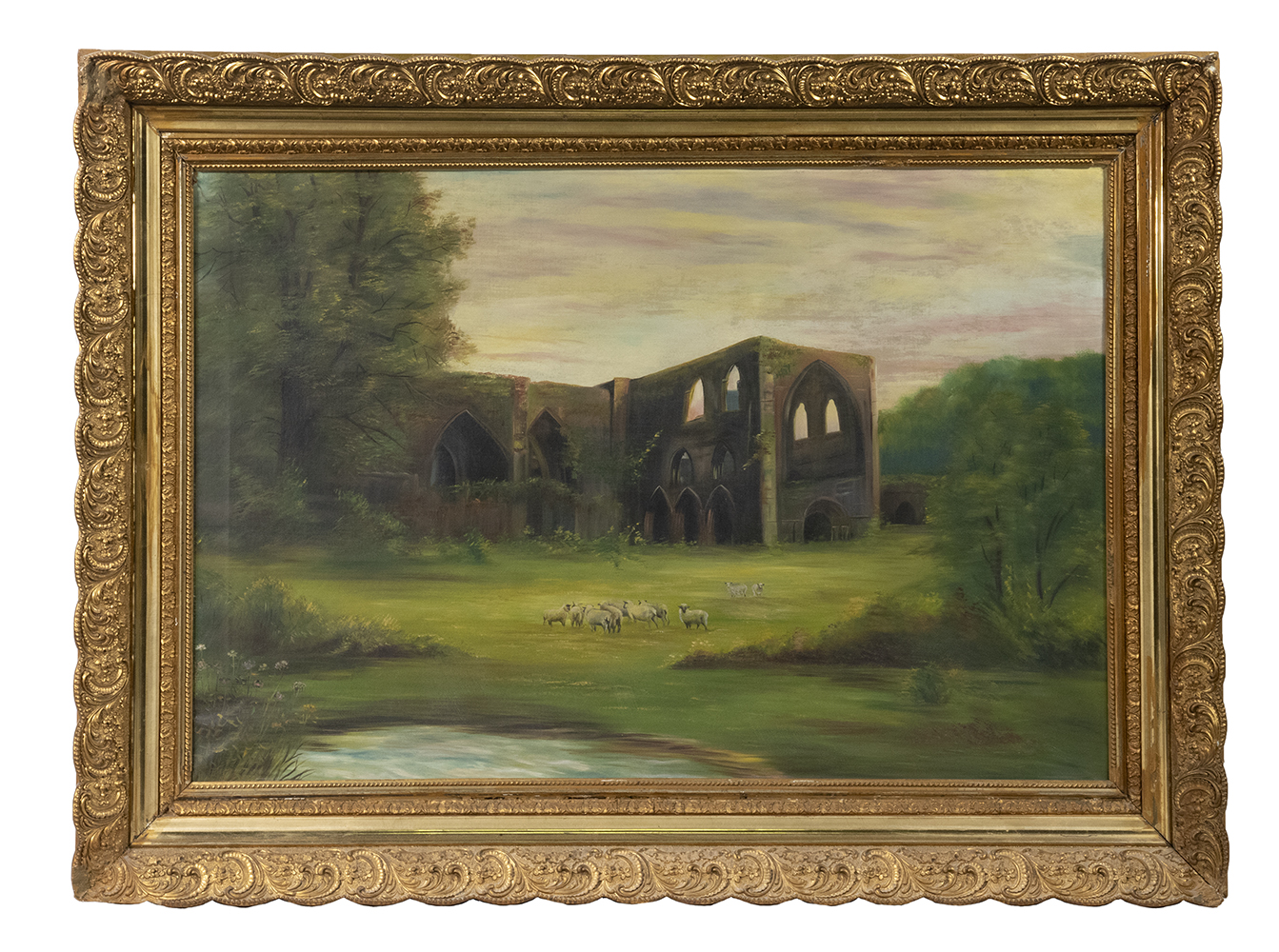 LARGE LANDSCAPE PAINTING OF CASTLE