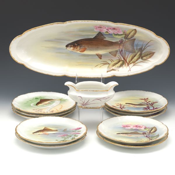 LIMOGES DINNER SERVICE FISH PATTERN