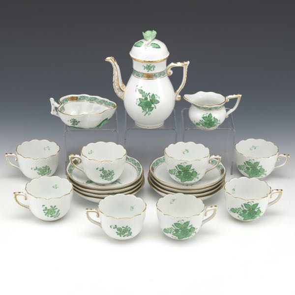 HEREND DEMITASSE SERVICE SET, "GREEN