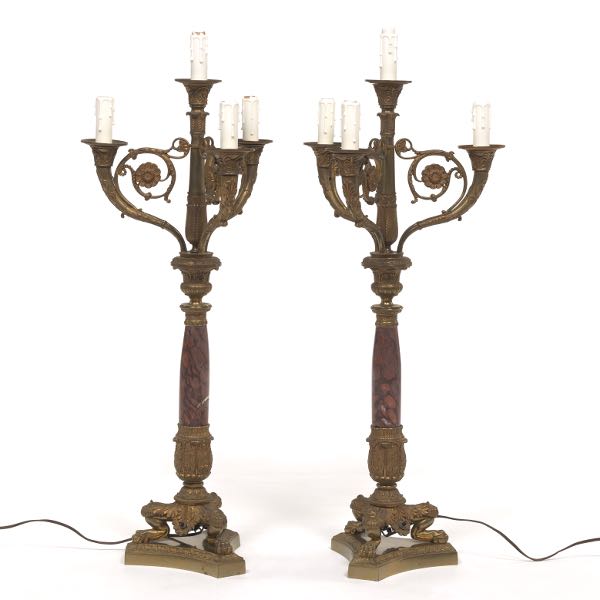 PAIR OF ELECTRIFIED CANDELABRA