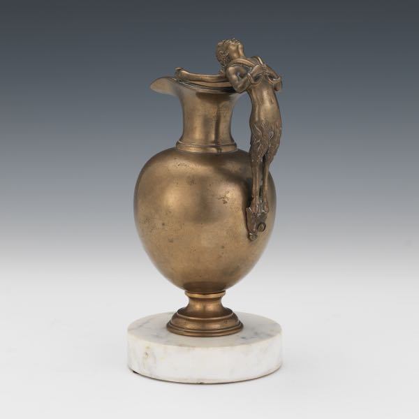 ITALIAN SILVERED BRONZE EWER ON