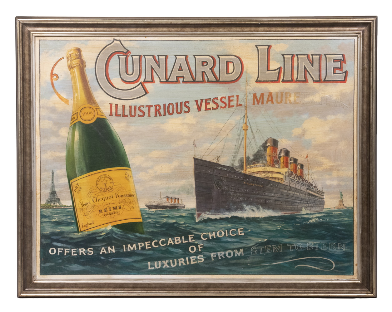 LARGE CHAMPAGNE ADVERTISEMENT WITH OCEAN