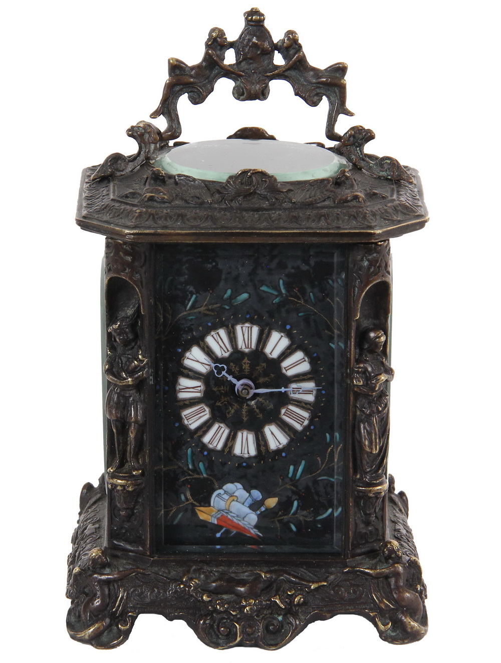 FIGURAL CARRIAGE CLOCK Patinated 2b29c8