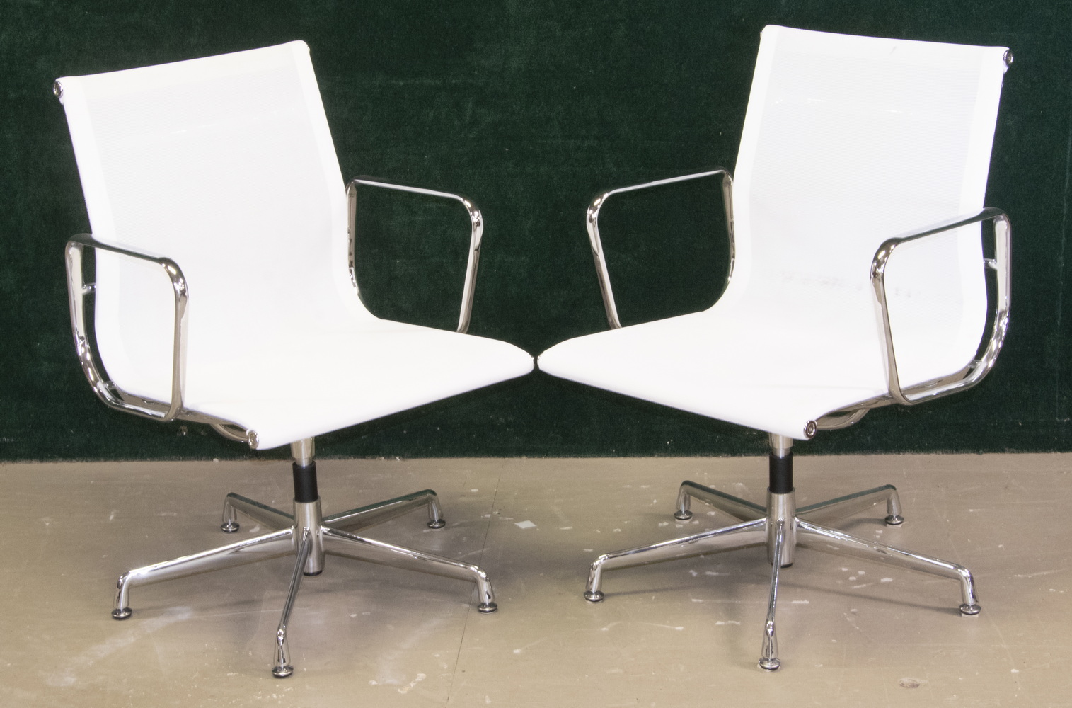 PR OF CHROME EAMES OFFICE CHAIRS