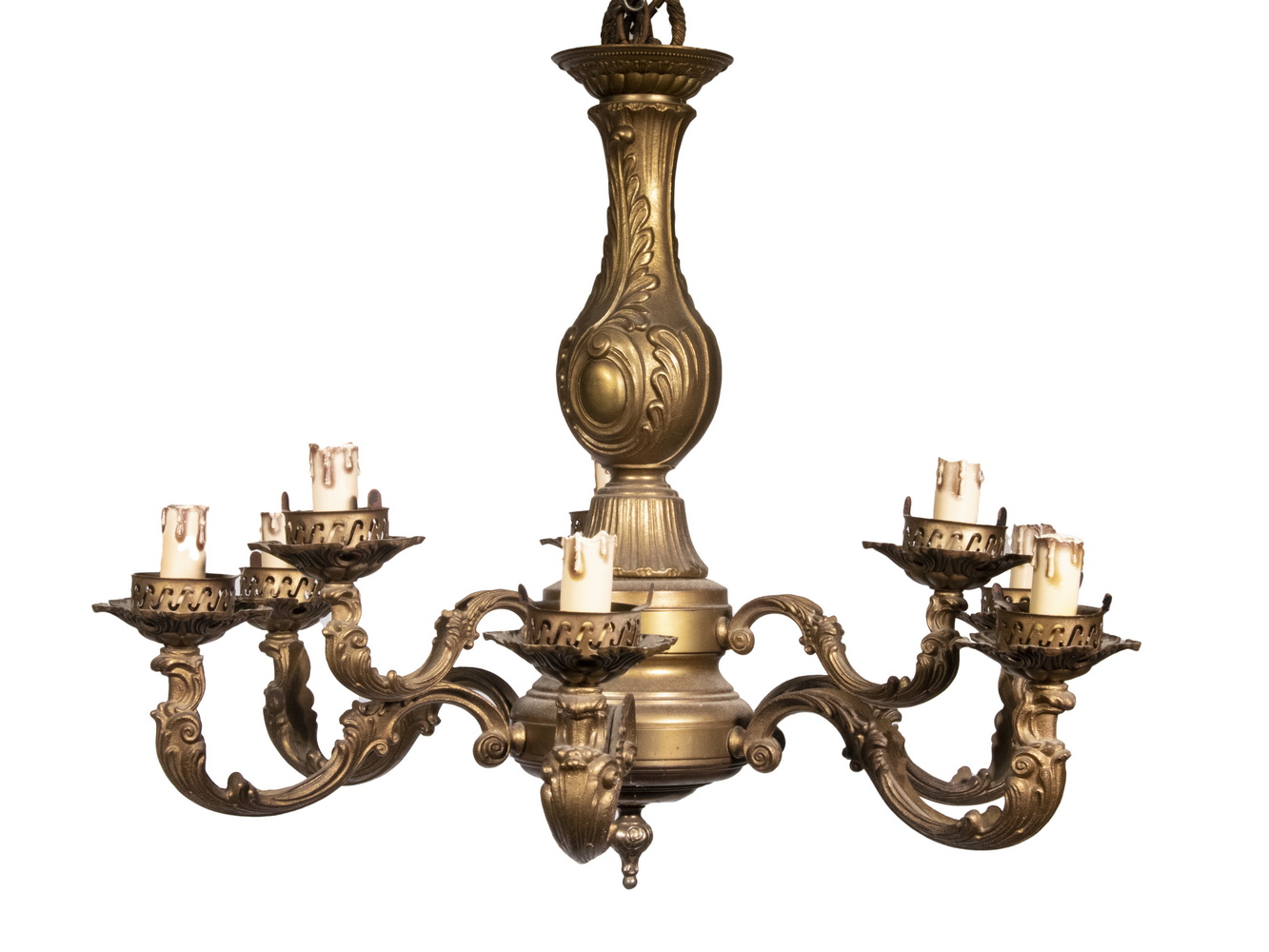 BRASS NINE-LIGHT CHANDELIER Vintage