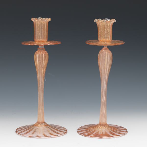 PAIR OF MURANO ART GLASS WITH GOLD 2b2b2b