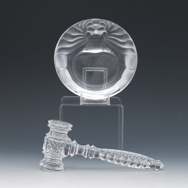 WATERFORD CRYSTAL GAVEL AND LALIQUE