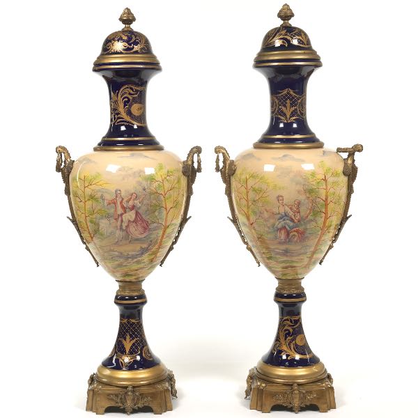 PAIR OF MONUMENTAL SEVRES STYLE