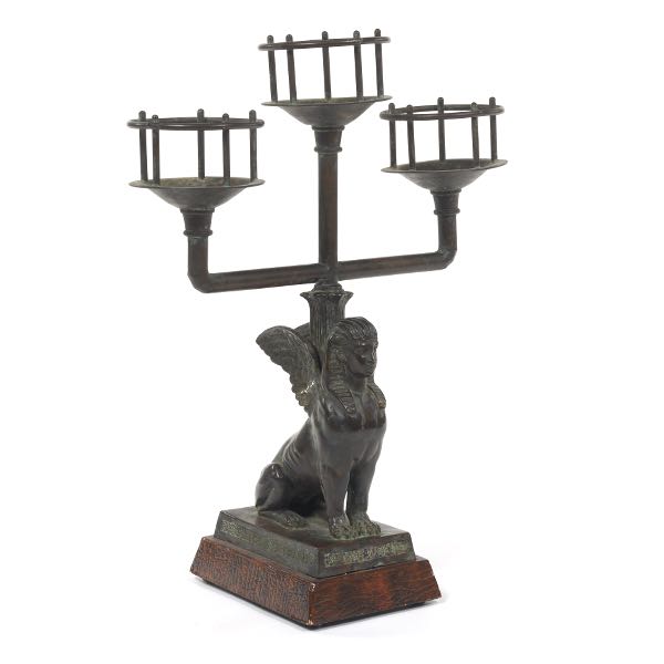 EGYPTIAN REVIVAL SPHINX CANDELABRA