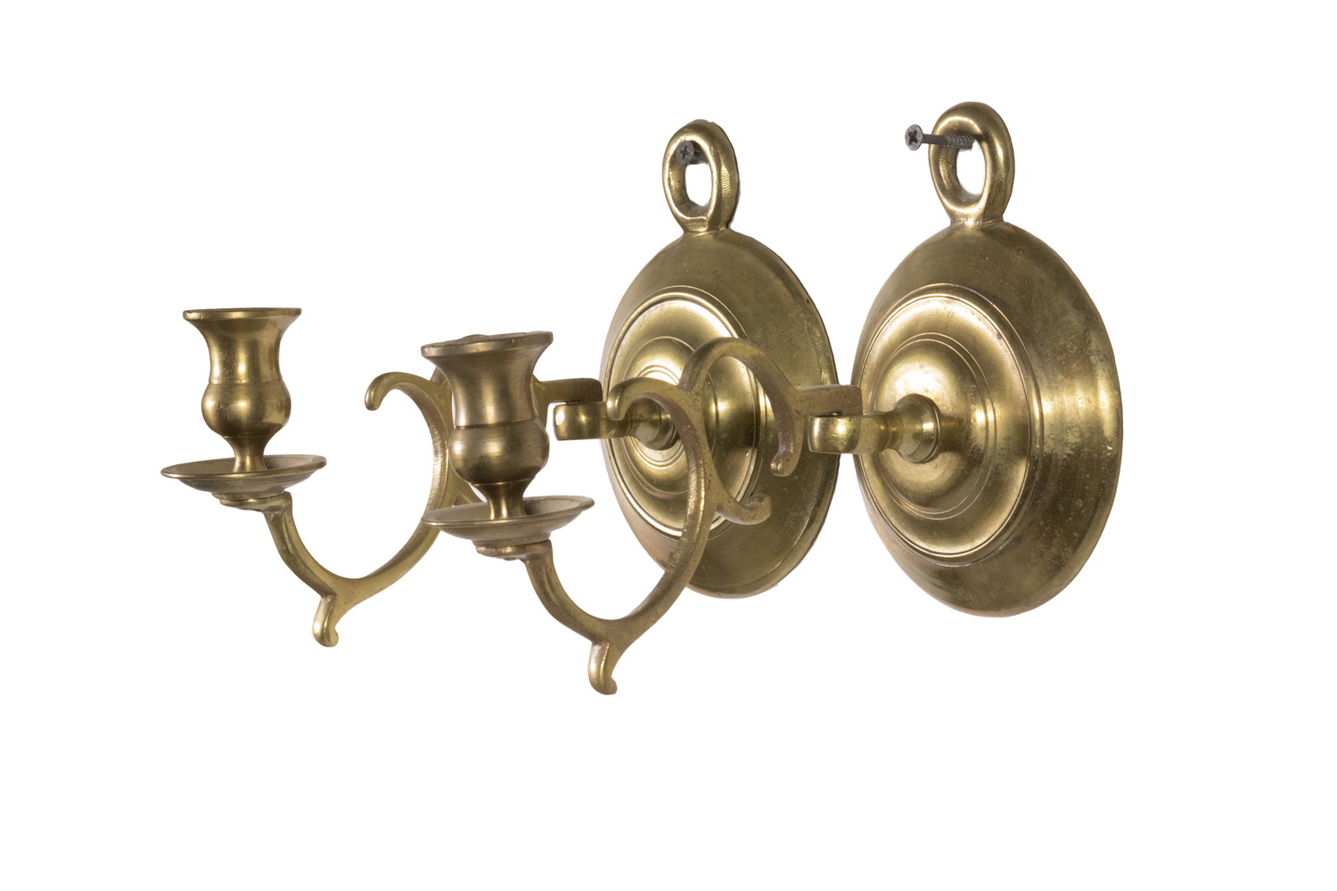 PR EARLY BRASS CANDLE SCONCES Pair 2b2c89