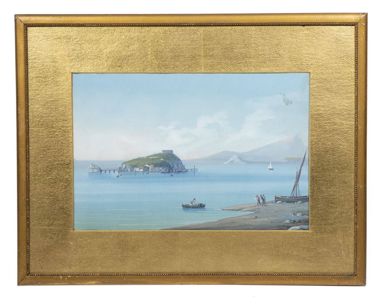 19TH C NEAPOLITAN GOUACHE HARBOR 2b2c82