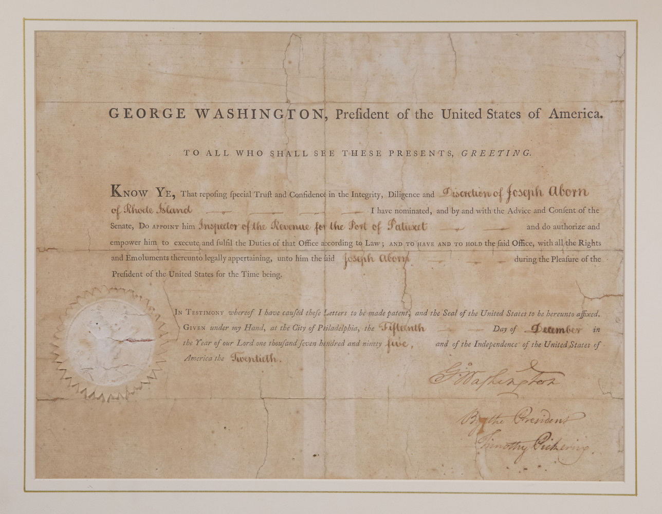 GEORGE WASHINGTON SIGNED DOCUMENT