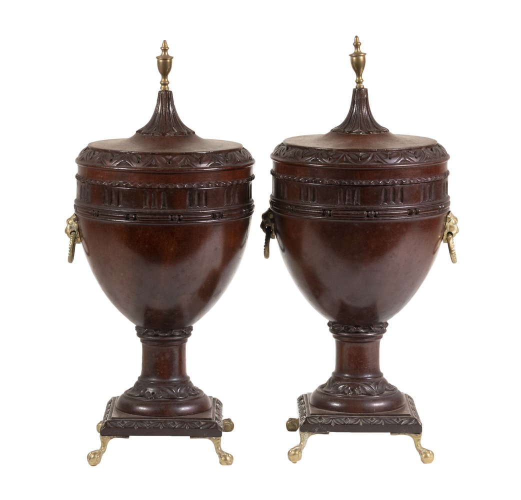 A PR OF ENGLISH REGENCY MANTEL GARNITURE