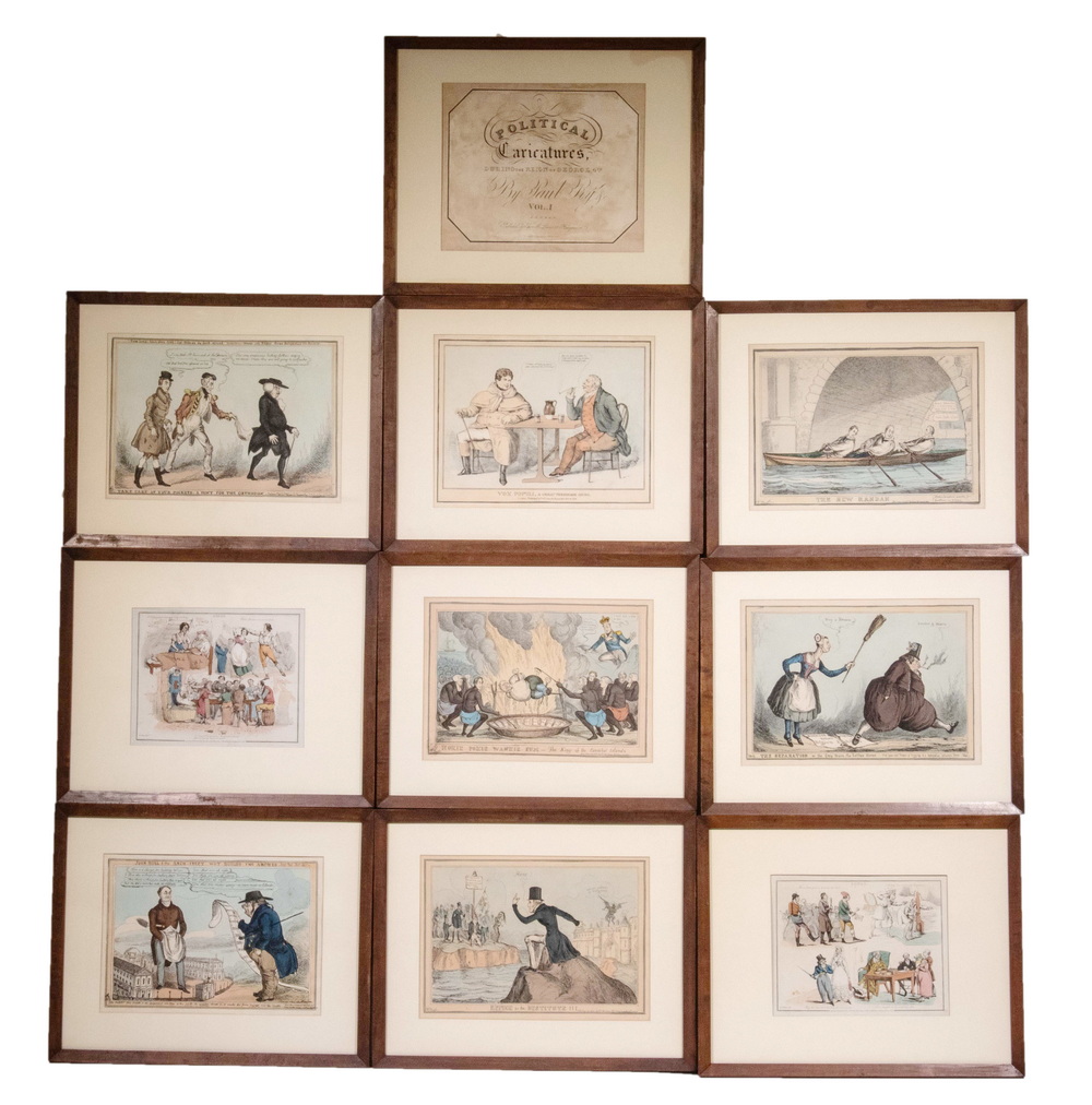 (10) FRAMED BRITISH CARICATURES,