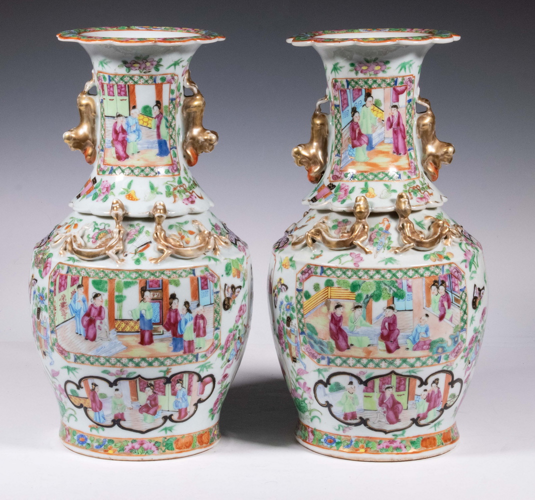 PR CHINESE ROSE MANDARIN VASES