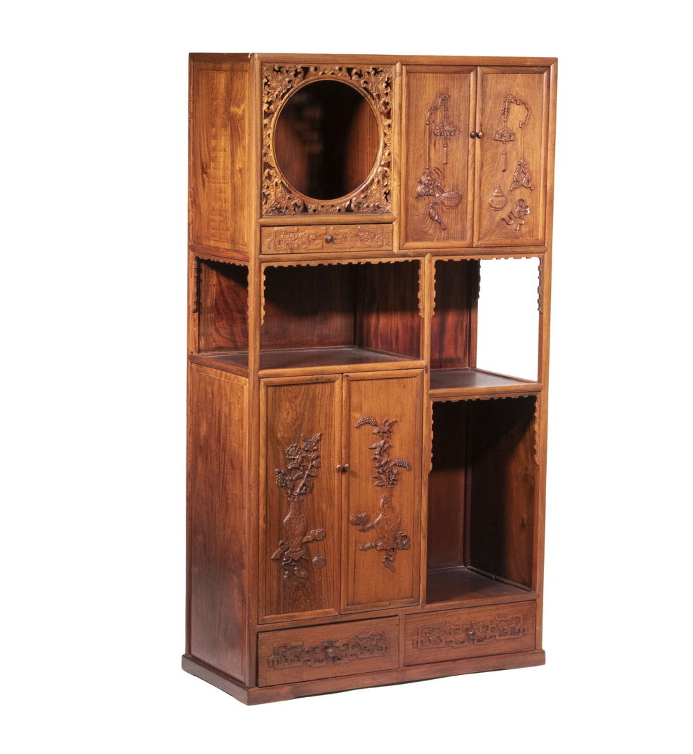 CHINESE DISPLAY CABINET Carved Hongmu