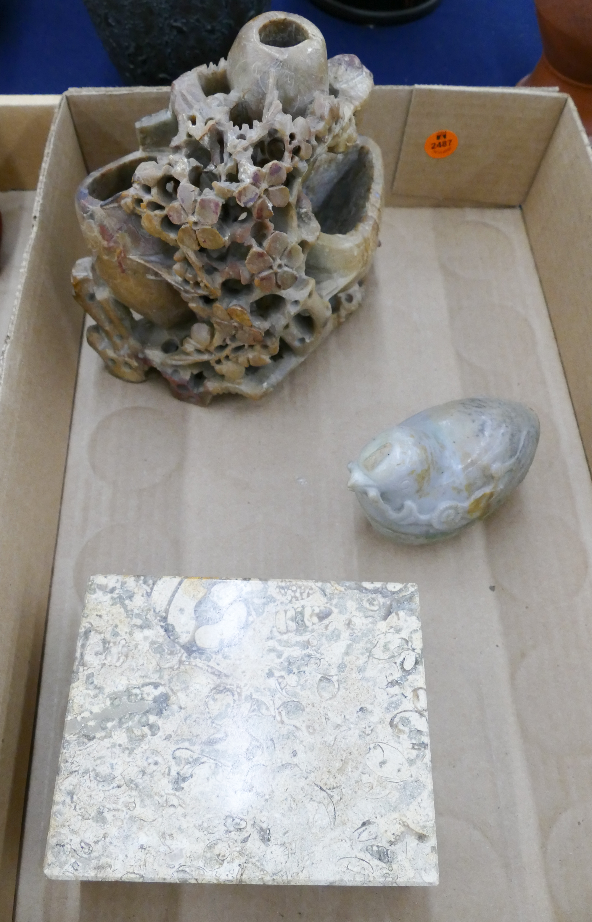 Box Chinese Soapstone Vase and