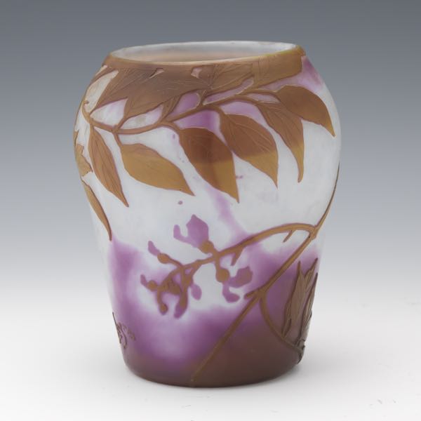 LEGRAS CAMEO CUT GLASS WISTERIA VASE