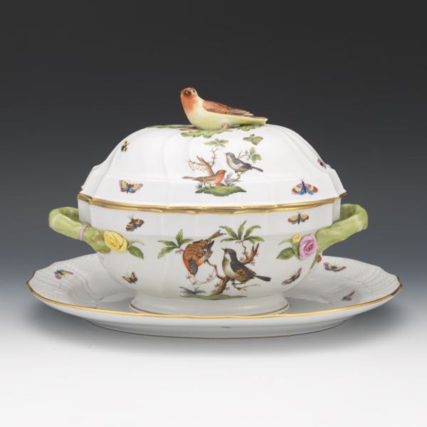 HEREND PORCELAIN TUREEN AND PLATTER,