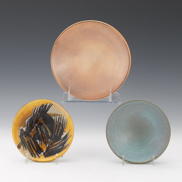 THREE MADOURA POTTERY STUDIO DISHES