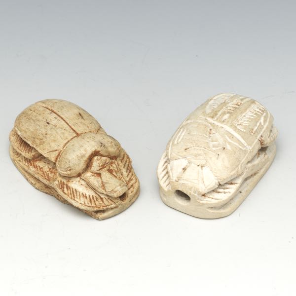 TWO EGYPTIAN LIMESTONE CARVED SCARABS  2b0954