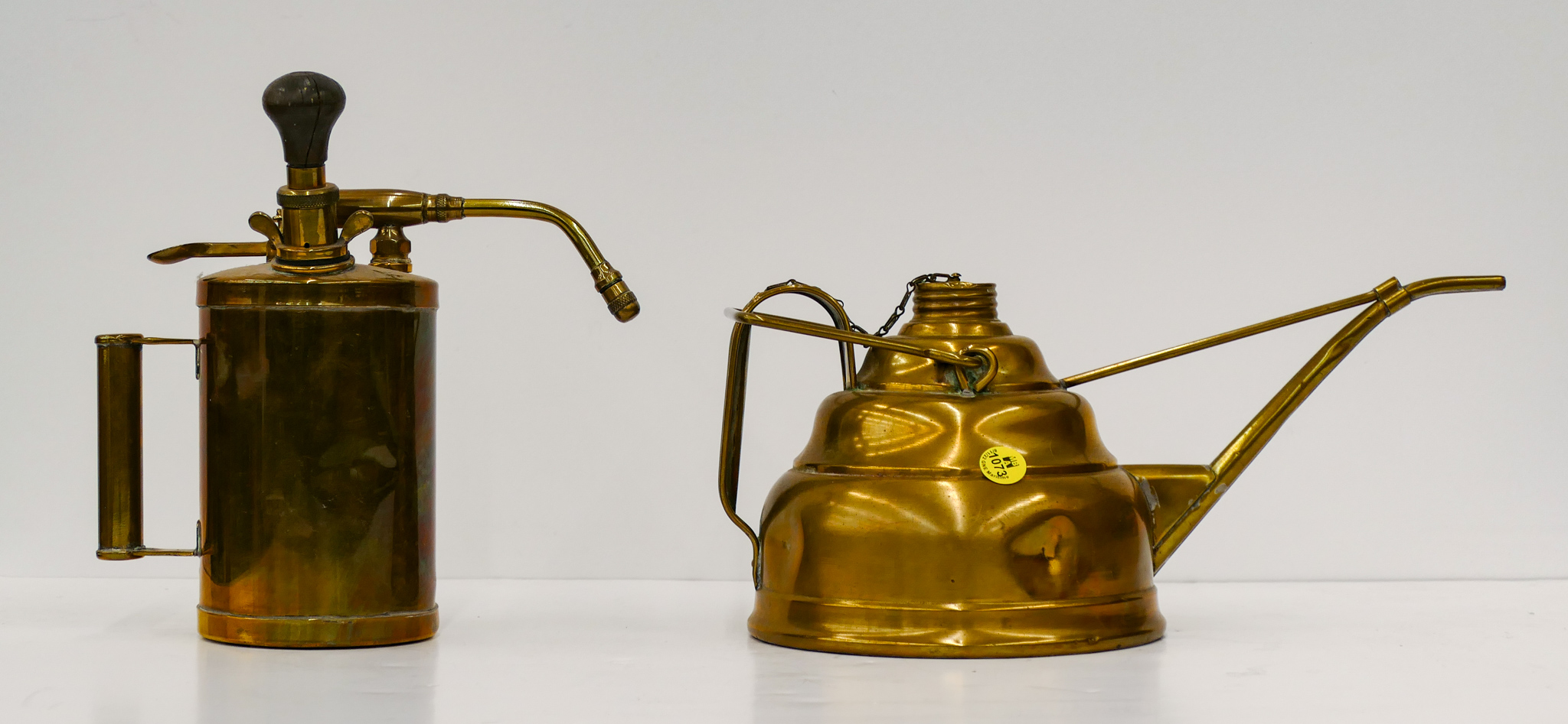 2pc Antique Brass Oil Can & Pump - Largest
