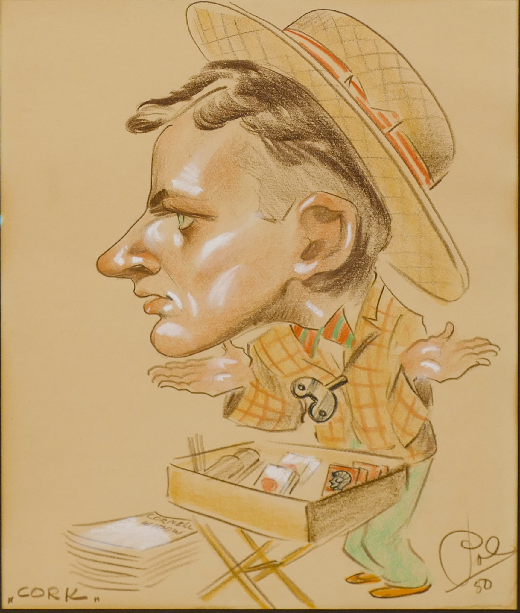 1950 Cigerette Salesman Caricature Drawing